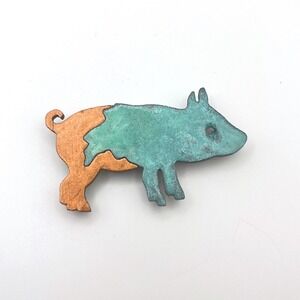 Vintage Southwestern Pig Magnet Copper Patina Colored Art Rustic Farmhouse Decor